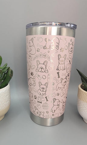 French Bulldog Laser Engraved 20oz Double Wall Insulated Tumbler Travel mug,Seamless Tumbler ,Gift for daughter, niece, Friend