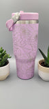 Dahlias,  flowers, floral tumbler, Laser Engraved 30oz Double Wall Insulated Tumbler