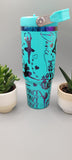 Dance, dancing teal and rainbow Laser Engraved 30oz Double Wall Insulated Tumbler Custom Seamless Tumbler