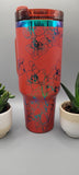 Orchids, flowers red and green blue 40oz Double Wall Insulated Tumbler with Handles Gift for mom, sister