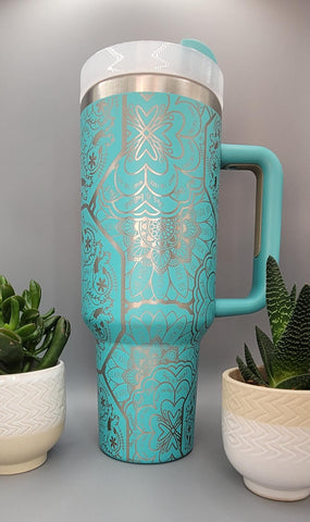 Swear word, cuss word Mandala 40oz Double Wall Insulated Tumbler with Handles Gift for mom, Granny, sister, Niece