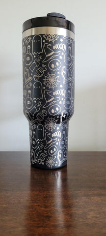 Halloween, ghosts, spiders, Boo 40oz Double Wall Insulated Tumbler with Handles Gift