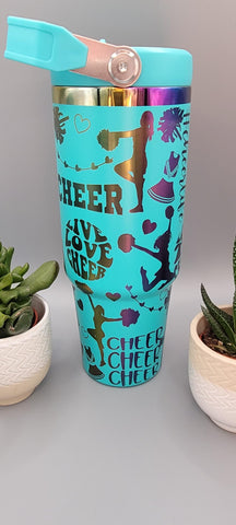 Cheer, cheerleaders, dance Laser Engraved 30oz Double Wall Insulated Tumbler Custom Seamless Tumbler