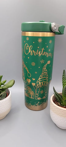 Gongs Christmas gnomes, Merry Christmas Laser Engraved 30oz Double Wall Insulated Tumbler Custom Seamless Tumbler