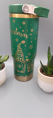 Gongs Christmas gnomes, Merry Christmas Laser Engraved 30oz Double Wall Insulated Tumbler Custom Seamless Tumbler