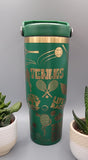 Tennis Laser Engraved 30oz Double Wall Insulated Tumbler Custom Seamless Tumbler