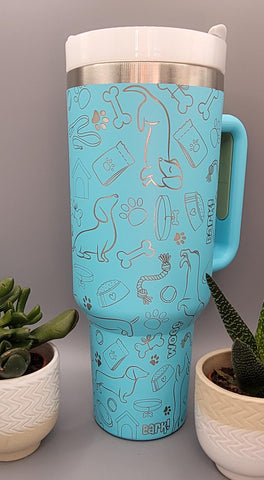 Cute Dachshund dog Doodles 40oz Double Wall Insulated Tumbler with Handles Gift for mom, Granny, sister, Niece