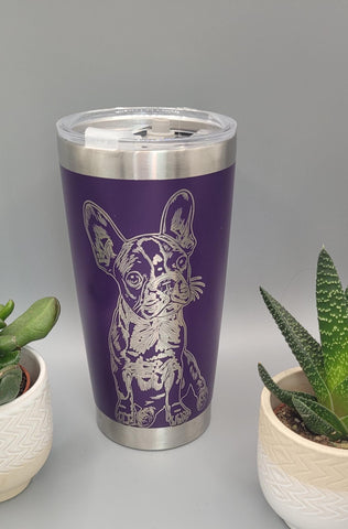 Boston Terrier Laser Engraved 20oz Double Wall Insulated Tumbler Travel mug,Tumbler ,Gift for mum, Dog Lover, Pet