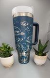 Dolphins, under the sea, Ocean lover fish 40oz Double Wall Insulated Tumbler with Handles Gift for mom, Granny, sister, Niece