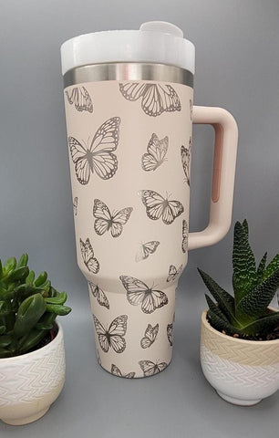 Butterfly, butterflies gift  40oz Double Wall Insulated Tumbler with Handles Gift for mom, Granny, sister, Niece