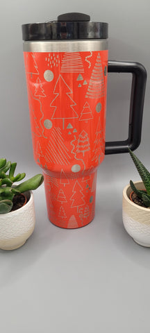 Christmas trees, xmas, happy holidays 40oz Double Wall Insulated Tumbler with Handles Gift for mom, sister