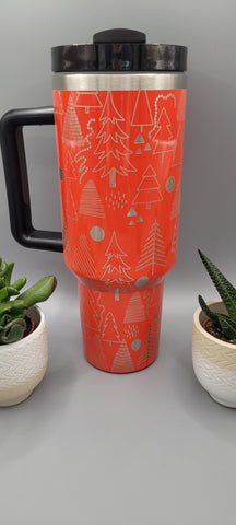 Christmas trees, xmas, happy holidays 40oz Double Wall Insulated Tumbler with Handles Gift for mom, sister