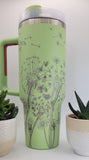 Flowers Dandelion, gardener 40oz Double Wall Insulated Tumbler with Handles Gift for mom, Granny, sister, Niece