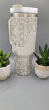 succulents, cactus, cacti Floral  40oz Double Wall Insulated Tumbler with Handles Gift for mom, Granny, sister, Niece