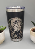 Dalmation dog Laser Engraved 20oz Double Wall Insulated Tumbler Travel mug, Seamless Tumbler ,Gift for mum