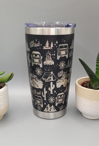 Off Road, adventure, camping 4x4 Laser Engraved 20oz Double Wall Insulated Tumbler Travel mug, Seamless Tumbler ,Gift for mum