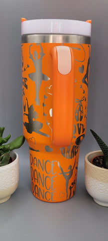 Dancer, dance, Ballet Orange 40oz Double Wall Insulated Tumbler with Handles Gift for mom, sister