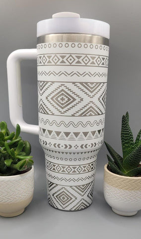 Aztec, African Tribal pattern 40oz Double Wall Insulated Tumbler with Handles Gift for mom, sister