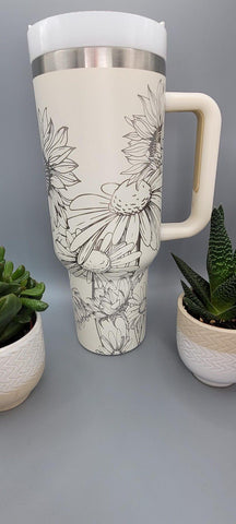 Sunflowers and Daisy, garden, flowers gift  40oz Double Wall Insulated Tumbler with Handles Gift for mom, Granny, sister, Niece