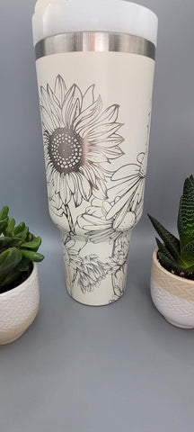 Sunflowers and Daisy, garden, flowers gift  40oz Double Wall Insulated Tumbler with Handles Gift for mom, Granny, sister, Niece