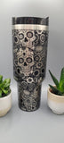 Sugar skills, Halloween, skulls, tattoo 40oz Double Wall Insulated Tumbler with Handles Gift for mom, Granny, sister, Niece