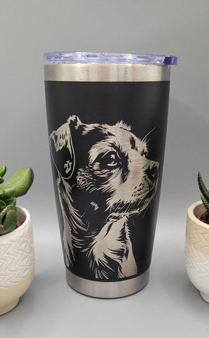 Terrier, dog Laser Engraved 20oz Double Wall Insulated Tumbler Travel mug, Seamless Tumbler ,Gift for mum