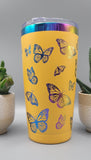 Butterflies, Butterfly rainbow Laser Engraved 20oz Double Wall Insulated Tumbler Travel mug,Seamless Tumbler ,Gift for daughter, niece