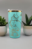 Sharks teal and gold Travel mug, Laser Engraved 20oz Double Wall Insulated Tumbler Travel mug, Seamless Tumbler