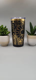 Paisley Black and gold Travel mug, Laser Engraved 20oz Double Wall Insulated Tumbler Travel mug, Seamless Tumbler