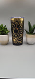 Paisley Black and gold Travel mug, Laser Engraved 20oz Double Wall Insulated Tumbler Travel mug, Seamless Tumbler