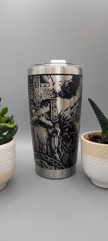 Viking, warrior, soldier, fighter Laser Engraved 20oz Double Wall Insulated Tumbler Travel mug, Seamless Tumbler