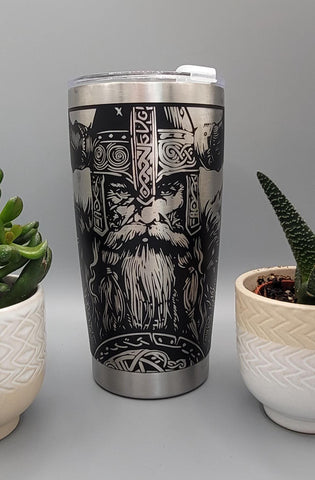 Viking, warrior, soldier, fighter Laser Engraved 20oz Double Wall Insulated Tumbler Travel mug, Seamless Tumbler