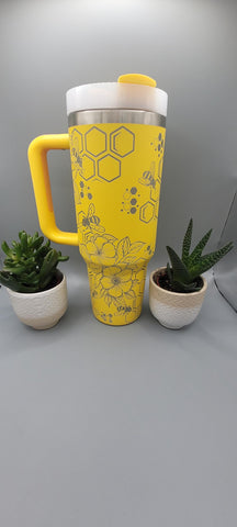 Bumble bees, honey Bee 40oz Double Wall Insulated Tumbler with Handles Gift for mom, Granny, sister, Niece