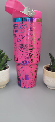 90's, nostalgia, 1990, groovy,pink and rainbow Laser Engraved 30oz Double Wall Insulated Tumbler Custom Seamless Tumbler