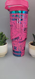 90's, nostalgia, 1990, groovy,pink and rainbow Laser Engraved 30oz Double Wall Insulated Tumbler Custom Seamless Tumbler