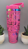 90's, nostalgia, 1990, groovy,pink and rainbow Laser Engraved 30oz Double Wall Insulated Tumbler Custom Seamless Tumbler