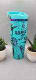 Dance, dancing teal and rainbow Laser Engraved 30oz Double Wall Insulated Tumbler Custom Seamless Tumbler