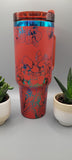 Orchids, flowers red and green blue 40oz Double Wall Insulated Tumbler with Handles Gift for mom, sister