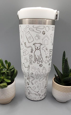 Pitbull , Dog lover tumbler, Laser Engraved 30oz Double Wall Insulated Tumbler