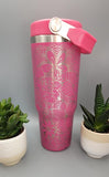 Flowers, floral, henna, boho tumbler, Laser Engraved 30oz Double Wall Insulated Tumbler