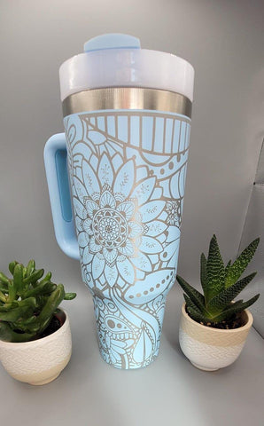 Paisley, Boho, Henna gift 40oz Double Wall Insulated Tumbler with Handles Gift for mom, Granny, sister, Niece