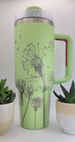 Flowers Dandelion, gardener 40oz Double Wall Insulated Tumbler with Handles Gift for mom, Granny, sister, Niece