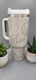 Marigolds, flowers, Floral  40oz Double Wall Insulated Tumbler with Handles Gift for mom, Granny, sister, Niece