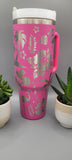 Flamingo, Hibiscus, Hawaii  40oz Double Wall Insulated Tumbler with Handles Gift for mom, Granny, sister, Niece