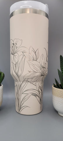 Tiger lillies, Flowers, Garden 40oz Double Wall Insulated Tumbler with Handles Gift for mom, Granny, sister, Niece