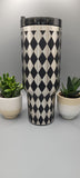 Diamond Pattern, patterned 40oz Double Wall Insulated Tumbler with Handles Gift for Dad, mom, Granny, sister, Niece