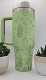 Succulents, cactus, cacti Floral  40oz Double Wall Insulated Tumbler with Handles Gift for mom, Granny, sister, Niece