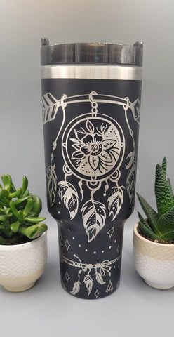 Boho, Dream catcher, Retro 40oz Double Wall Insulated Tumbler with Handles Gift