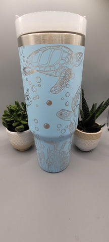 Turtles, Under the sea, Ocean 40oz Double Wall Insulated Tumbler with Handles Gift for mom, Granny, sister, Niece