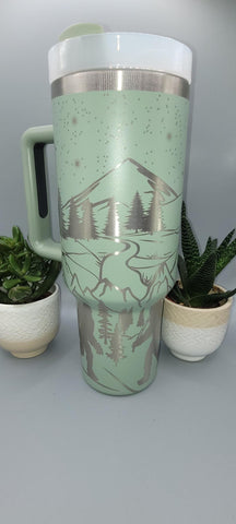 Big Foot Sasquatch ,Yeti, Mountain, Adventure 40oz Double Wall Insulated Tumbler with Handles Gift for mom, Granny, sister, Niece